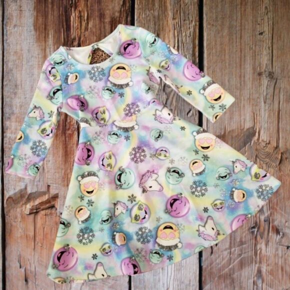 NWT Justice Girls Holiday Emoji Dress - Sz 20 - Picture 2 of 2